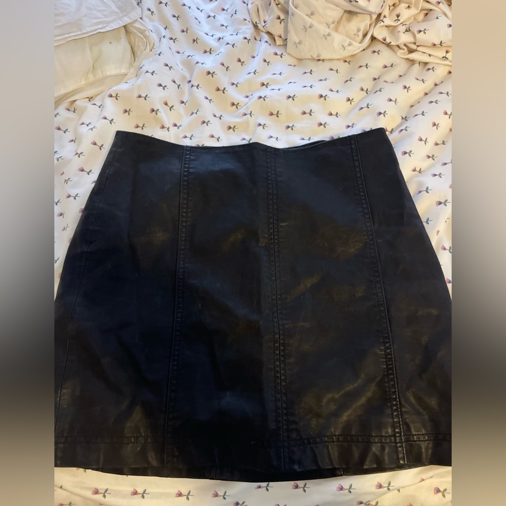 Leather zip up skirt